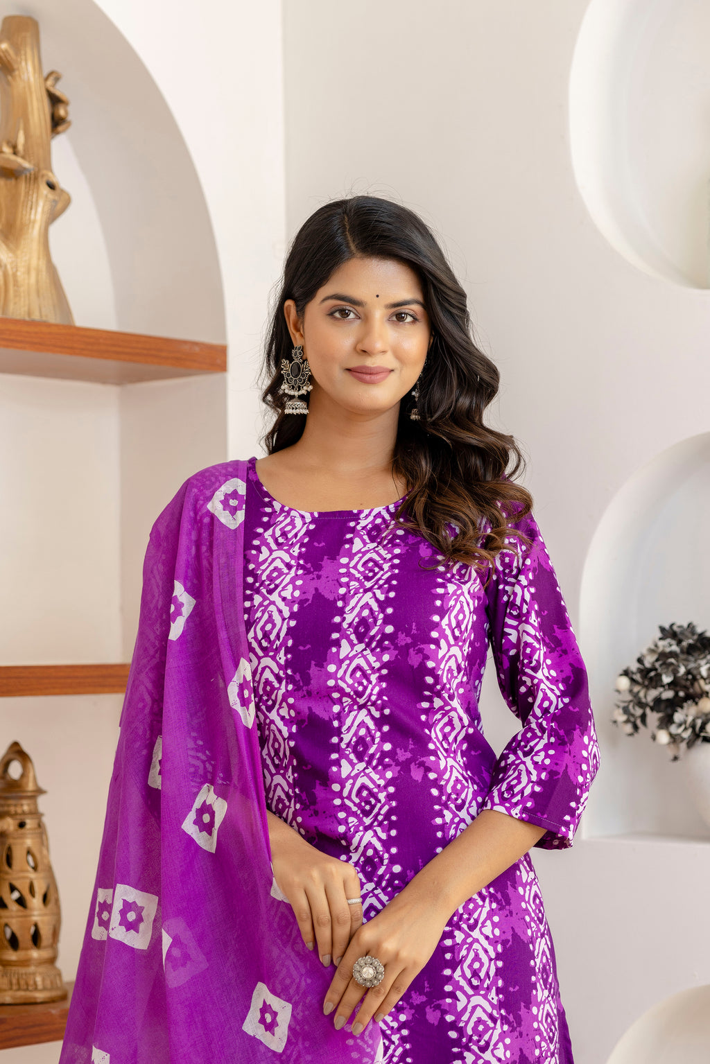 Tie Die Premium cotton Printed Kurti Pant Dupatta Set