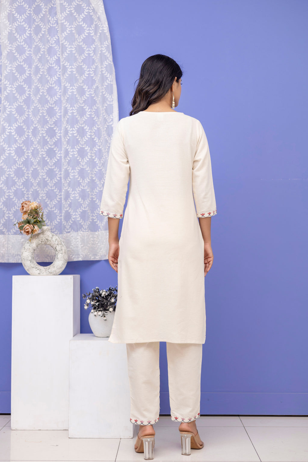 Khaddi Cotton Kurti Pant Dupatta Set (Plus Sizes Available)