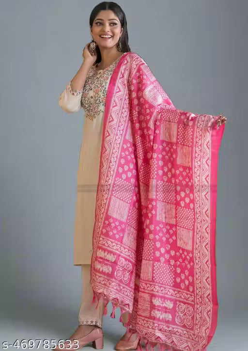 Khaddi Cotton Kurti Pant Dupatta Set