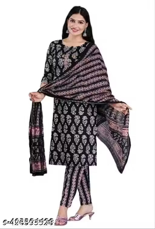 FLORAL PRINTED KURTI & PANT & DUPATTA SET
