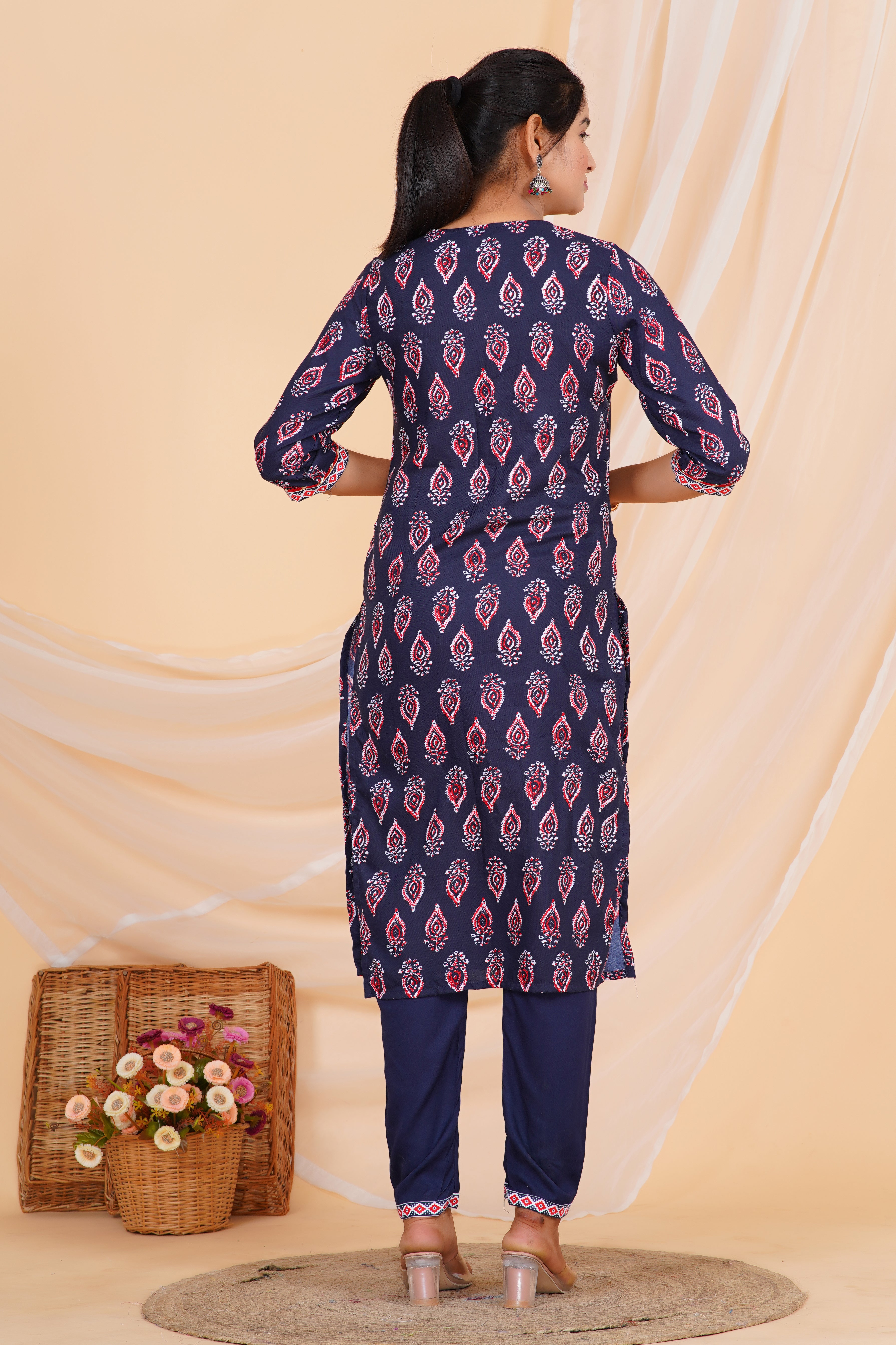 Black Hallan Premium cotton Printed Kurti Pant Dupatta Set