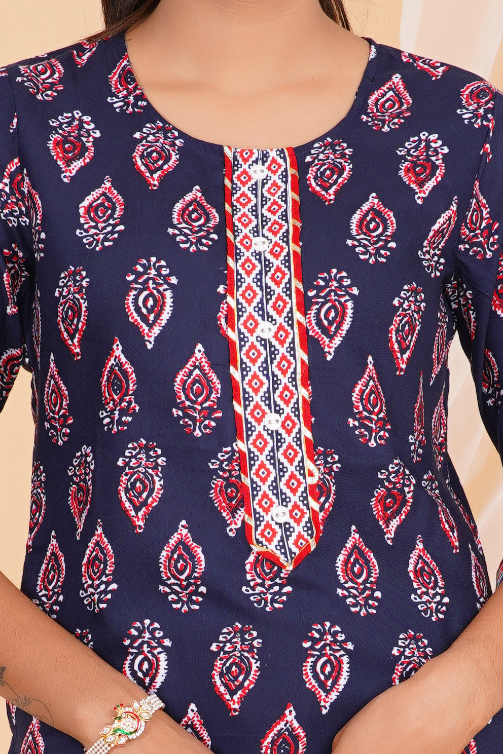 Blue Tie Premium cotton Printed Kurti Pant Dupatta Set