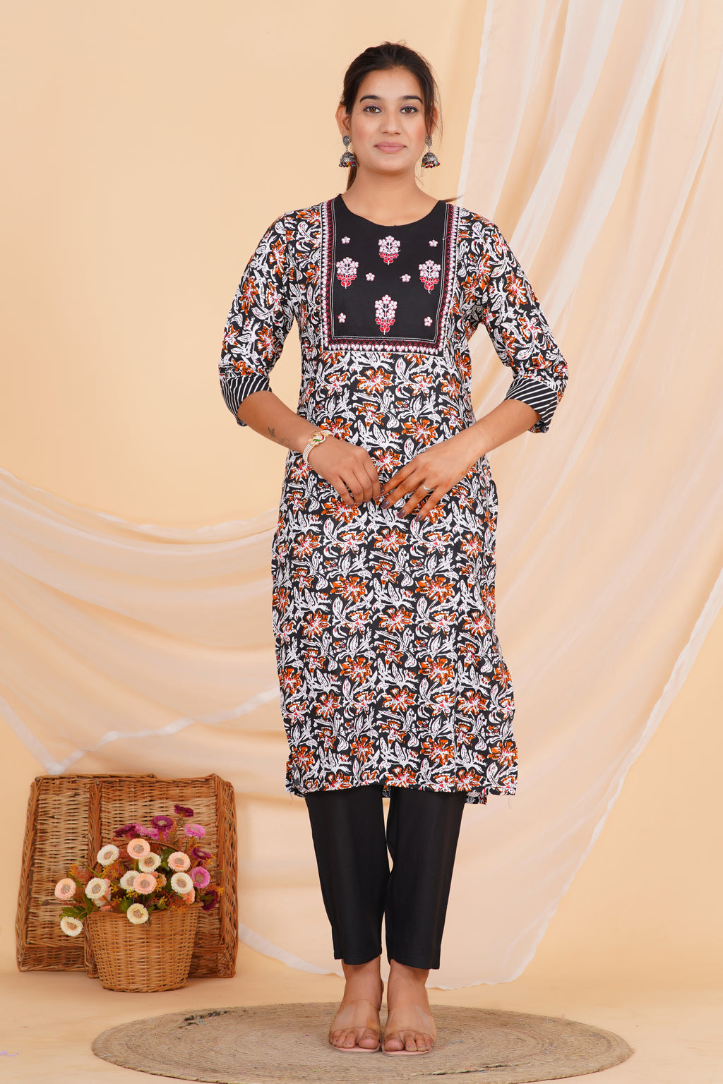 Kalamkari Premium cotton Printed Kurti Pant Dupatta Set