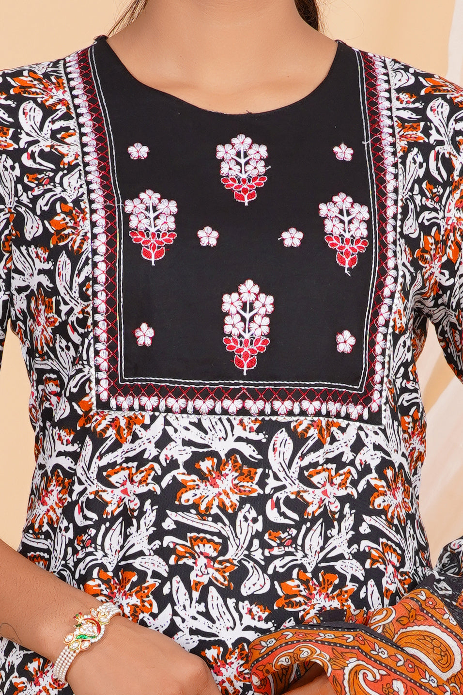 Kalamkari Premium cotton Printed Kurti Pant Dupatta Set