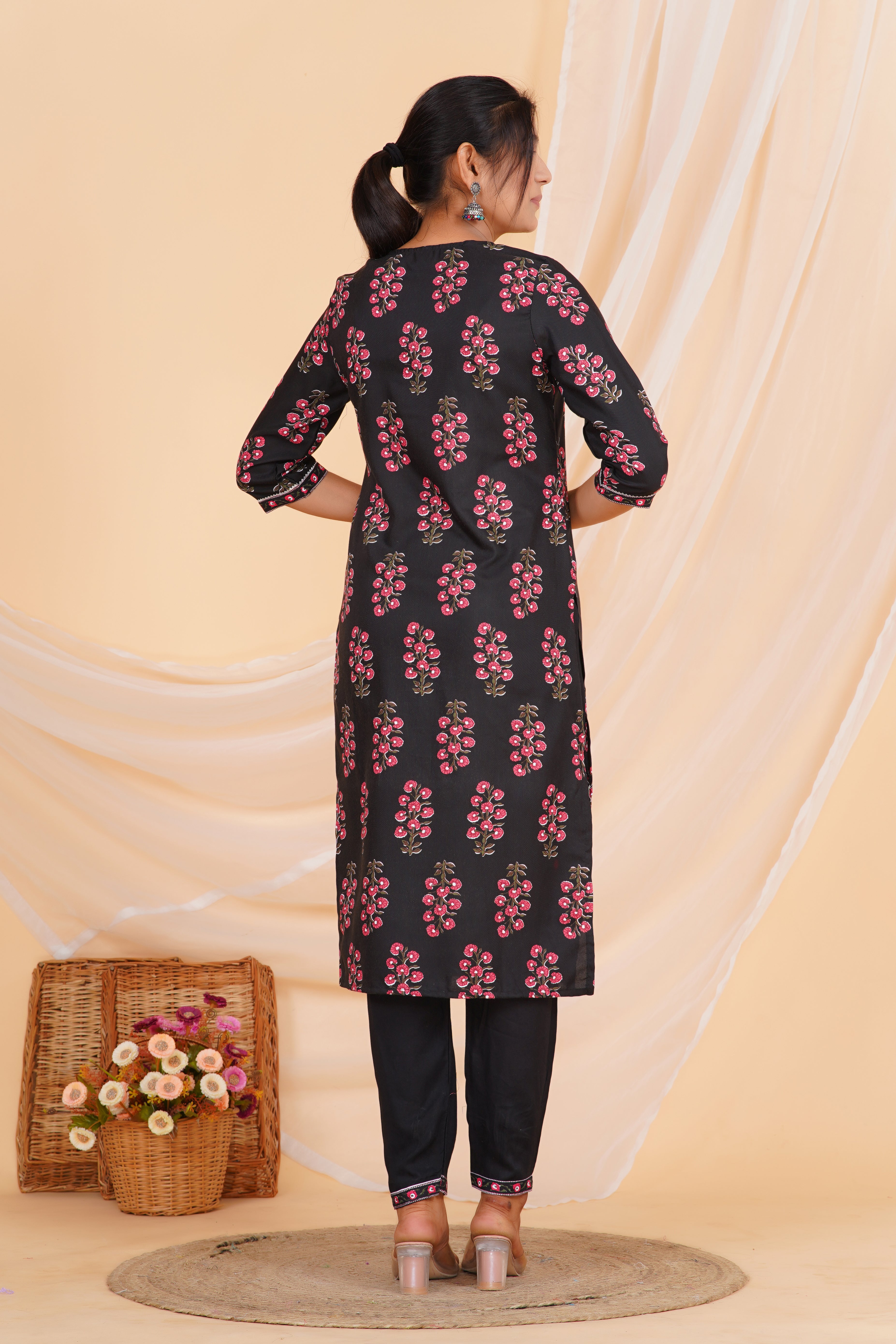 Angoor Premium Viscose cotton Kurti Pant Dupatta Set