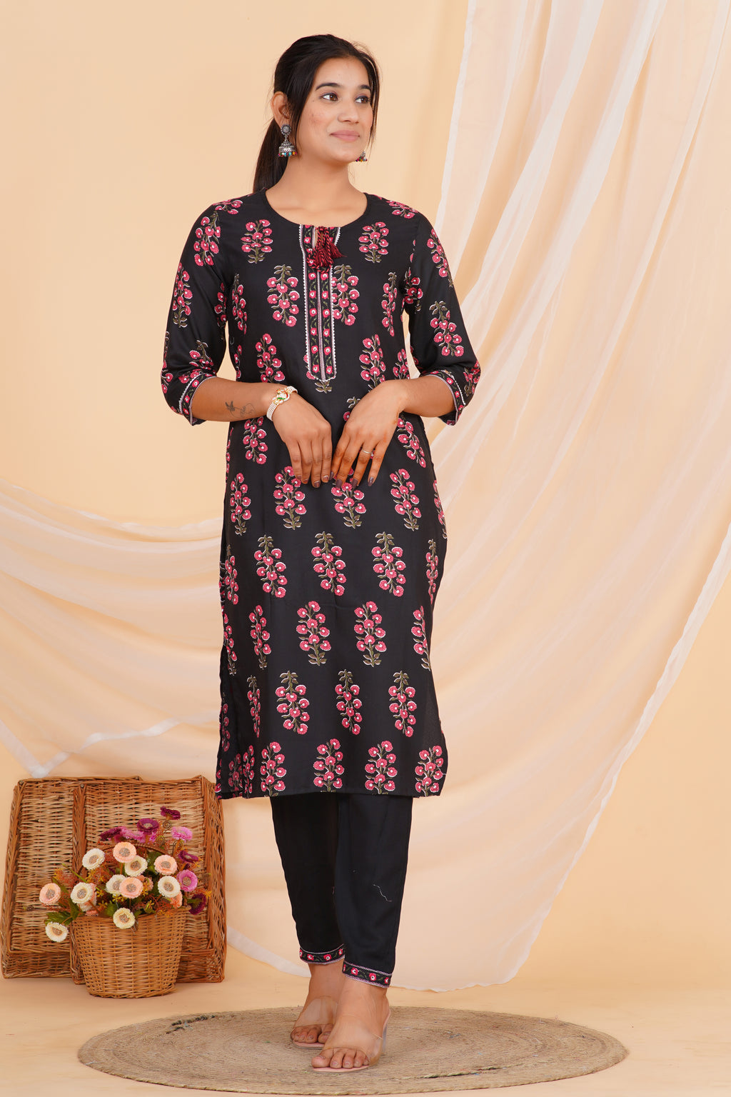 Angoor Premium Viscose cotton Kurti Pant Dupatta Set