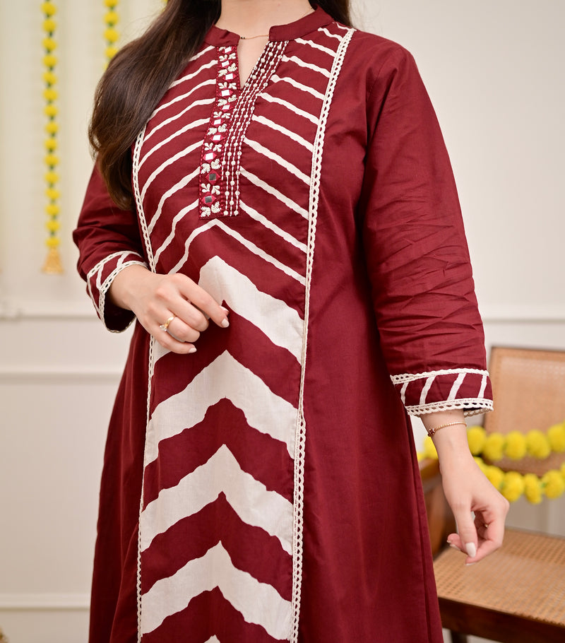 Premium Cotton A-Line Suit Set | Embroidered Elegance with Dupatta