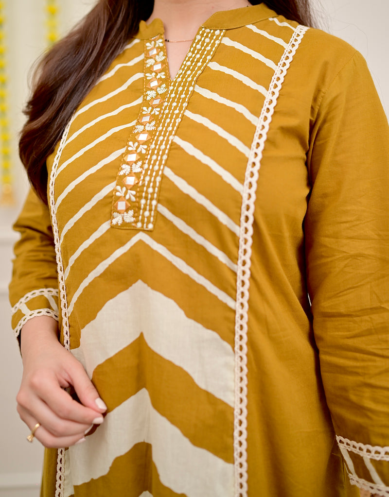 Premium Cotton A-Line Suit Set | Embroidered Elegance with Dupatta