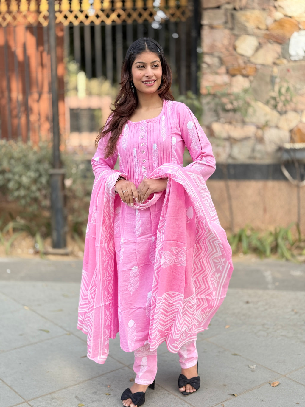 Baby Pink Pintax Cotton 3-Piece Suit