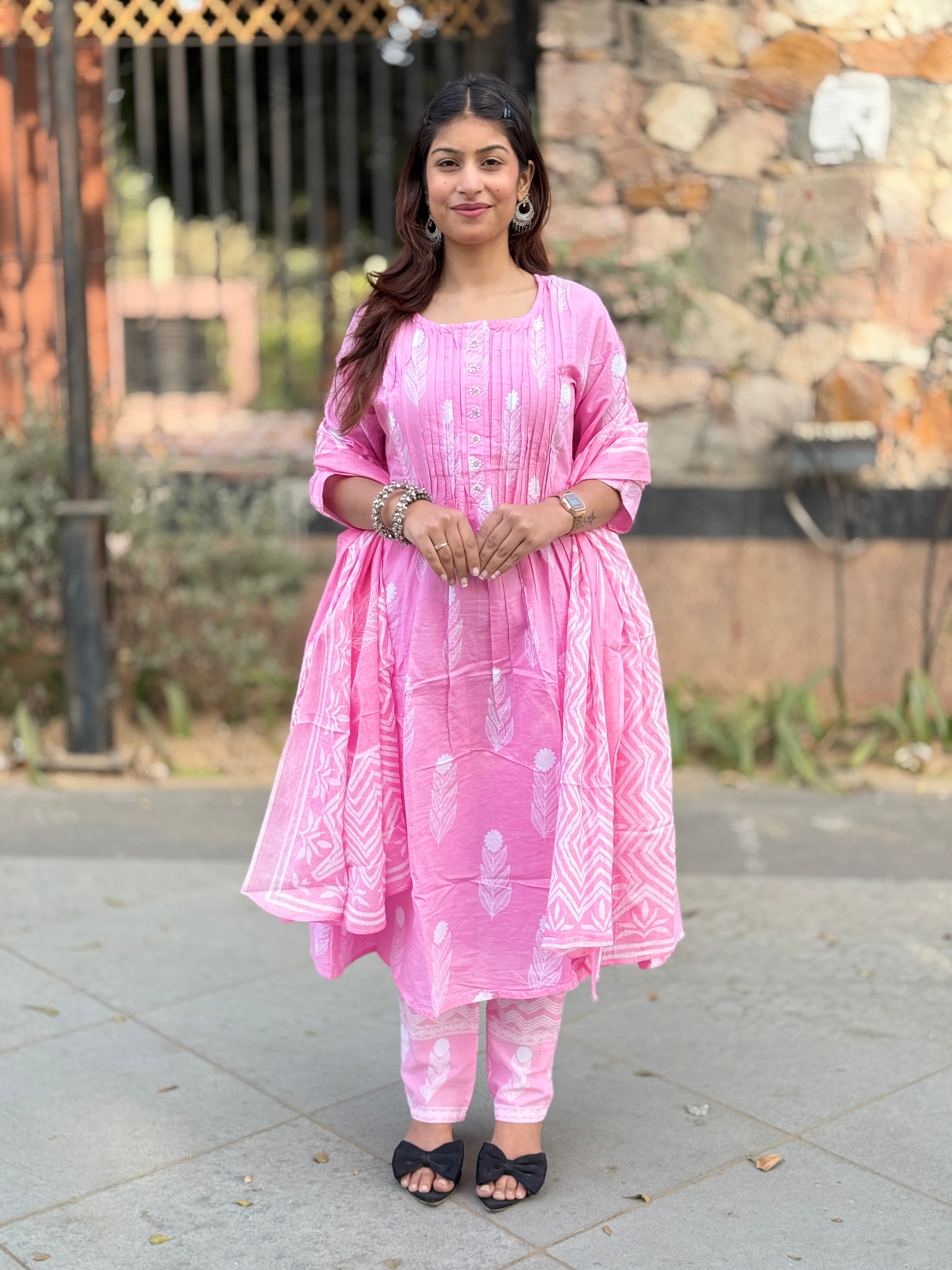 Baby Pink Pintax Cotton 3-Piece Suit