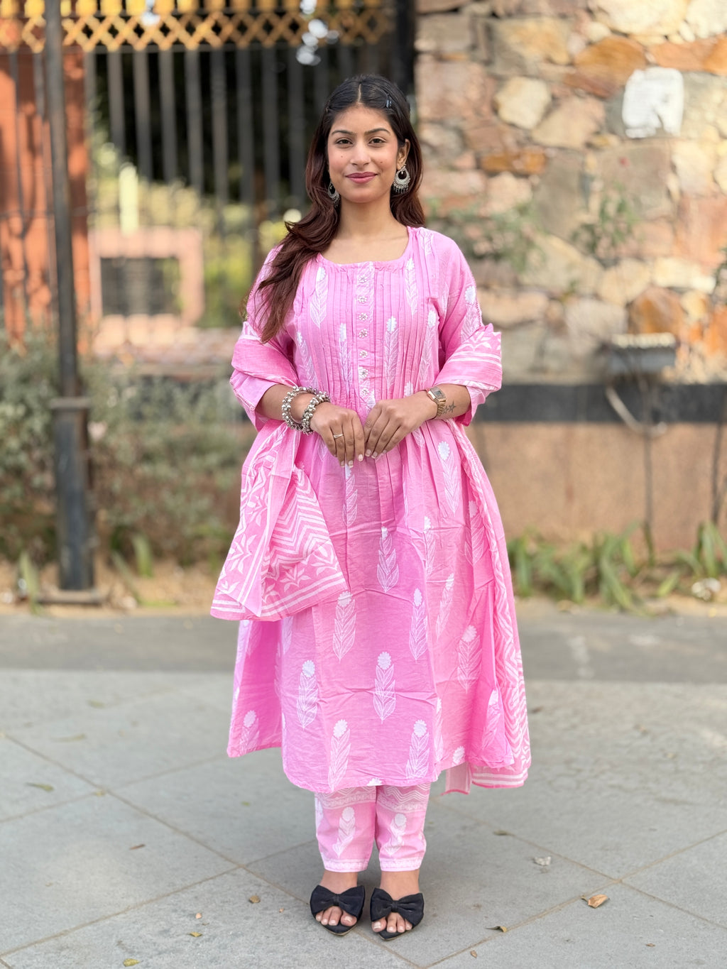 Baby Pink Pintax Cotton 3-Piece Suit