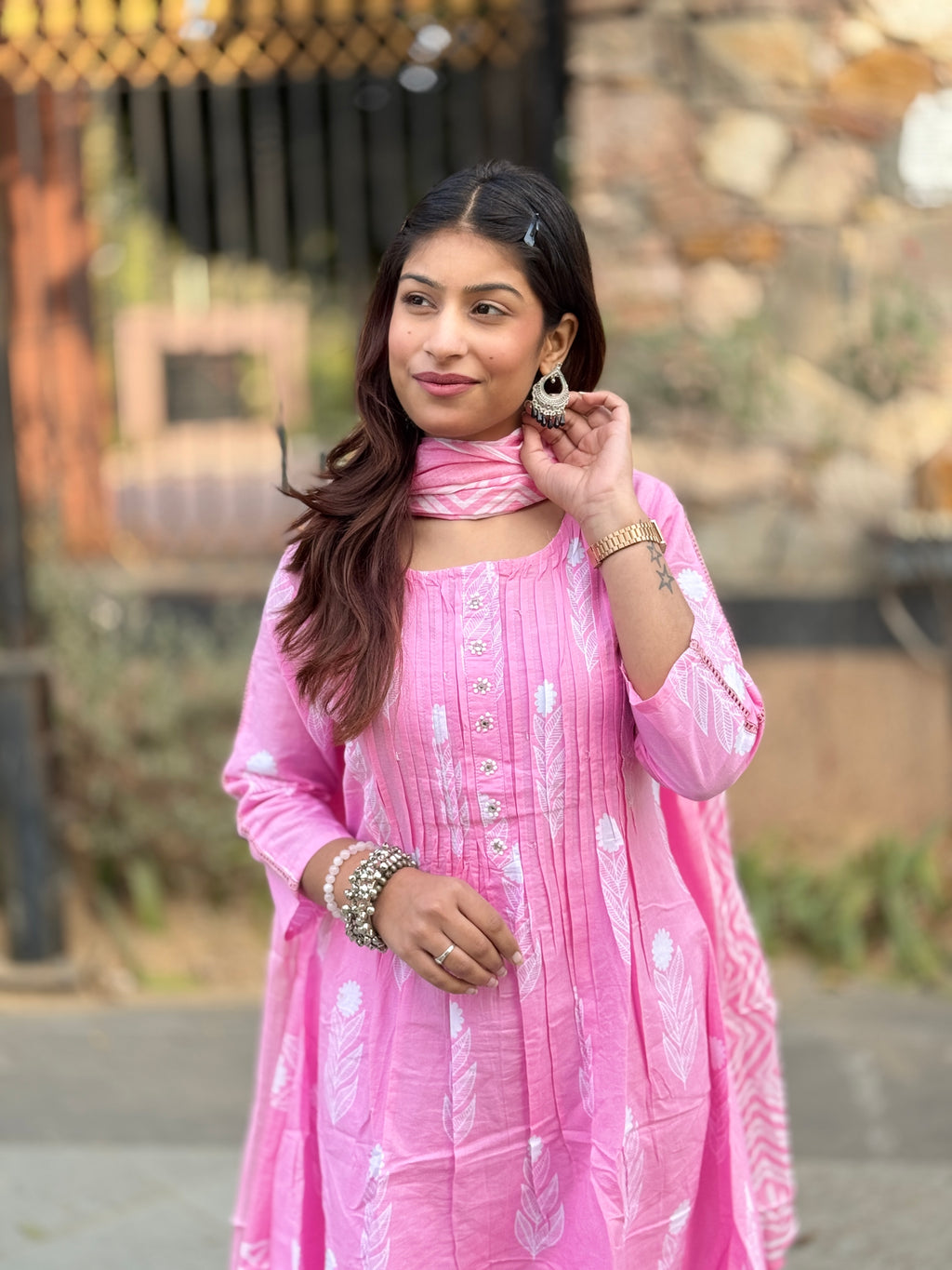 Baby Pink Pintax Cotton 3-Piece Suit