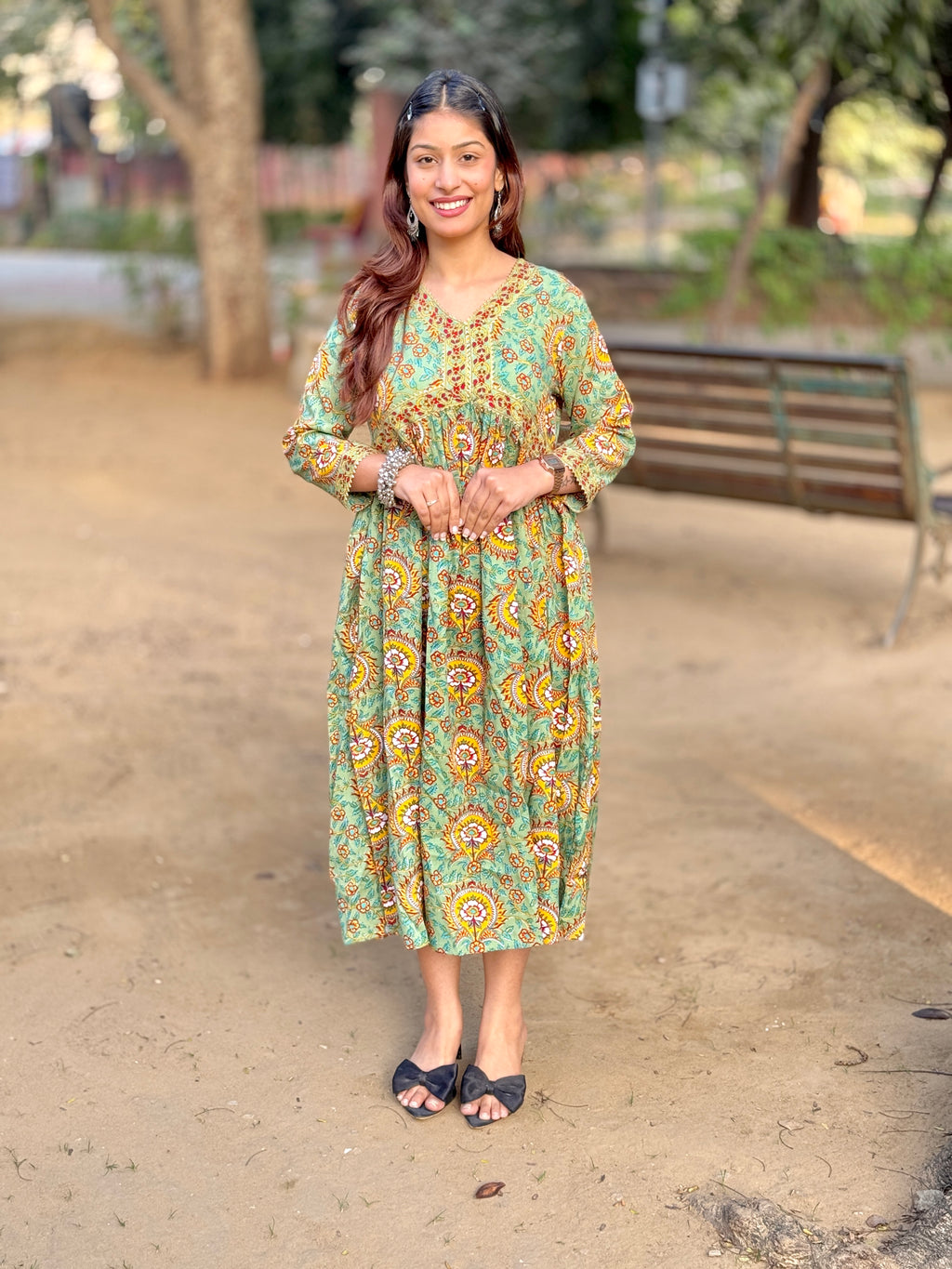 Olive Green Alia Cut Anarkali Kurti