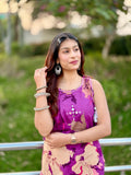 Purple Sleeveless Cotton Kurti Set