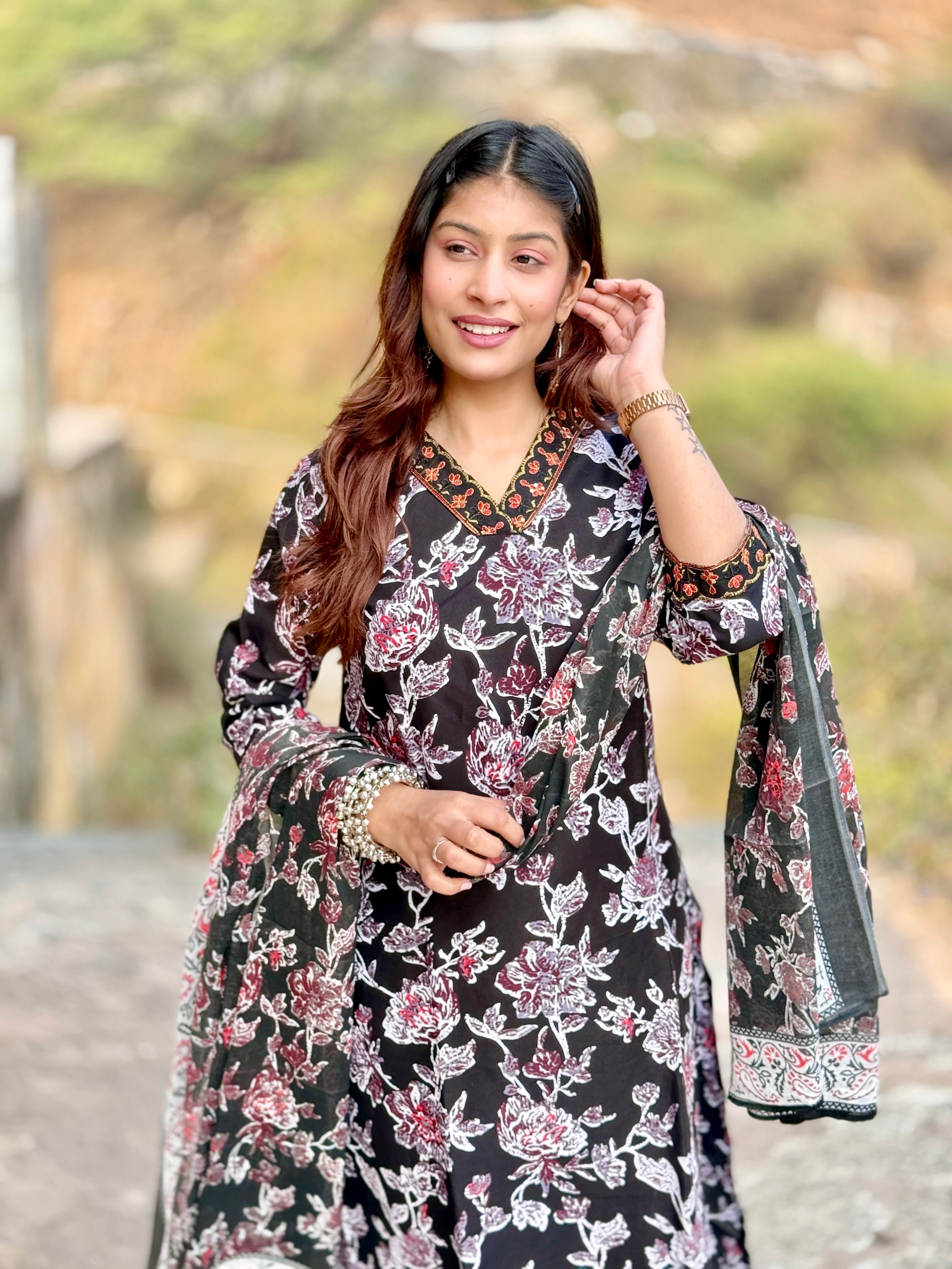 Black Afgani Style Cotton 3-Piece Suit