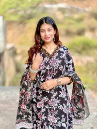 Black Afgani Style Cotton 3-Piece Suit