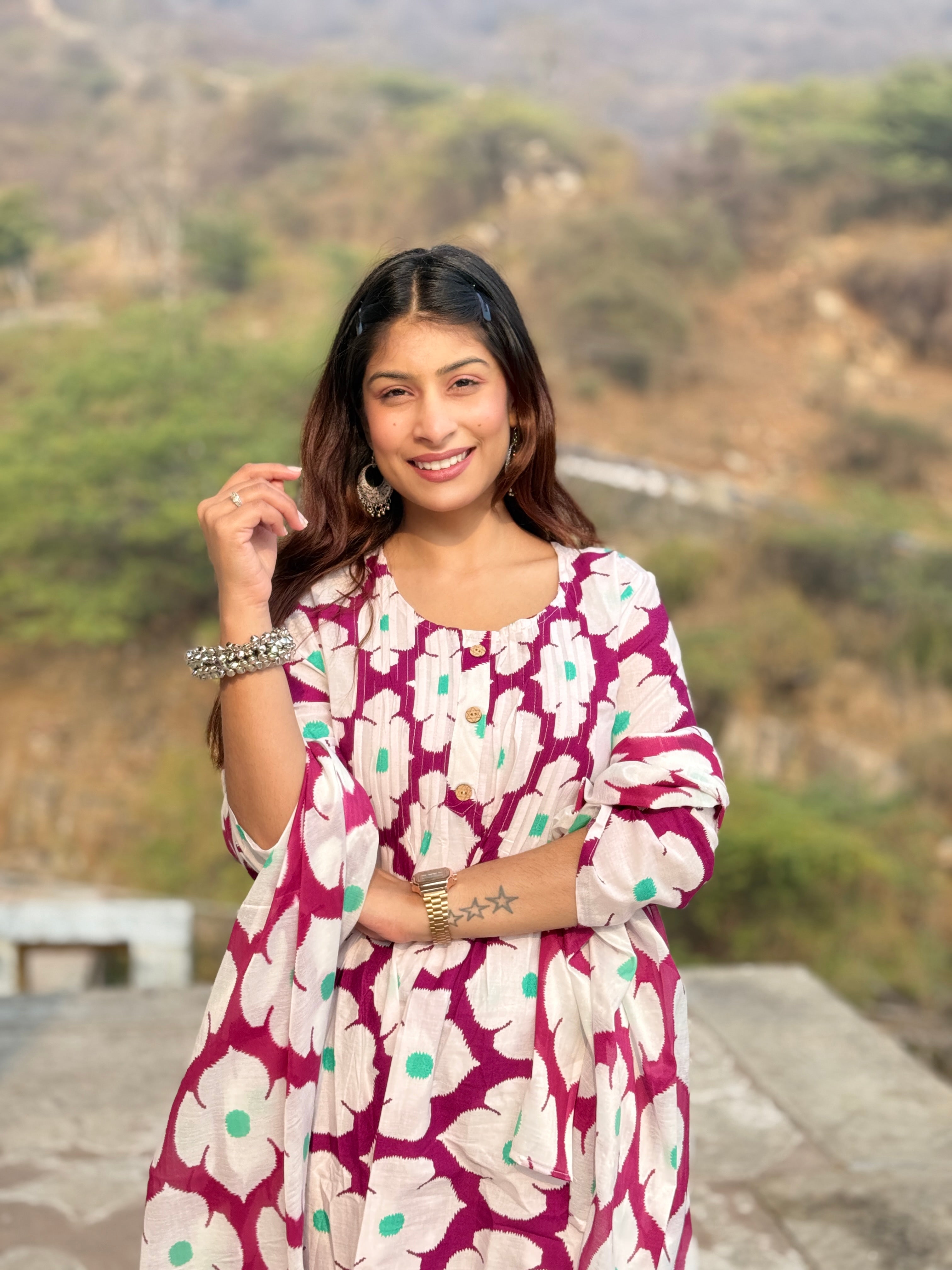 White Printed Casual Cotton Kurti