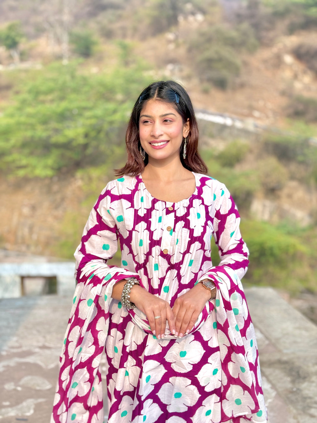 White Printed Casual Cotton Kurti
