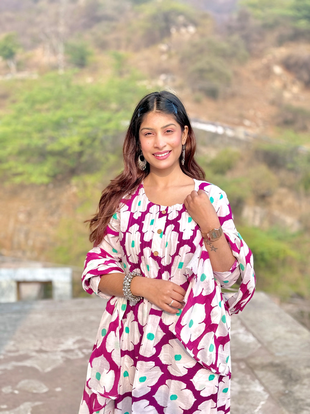 White Printed Casual Cotton Kurti