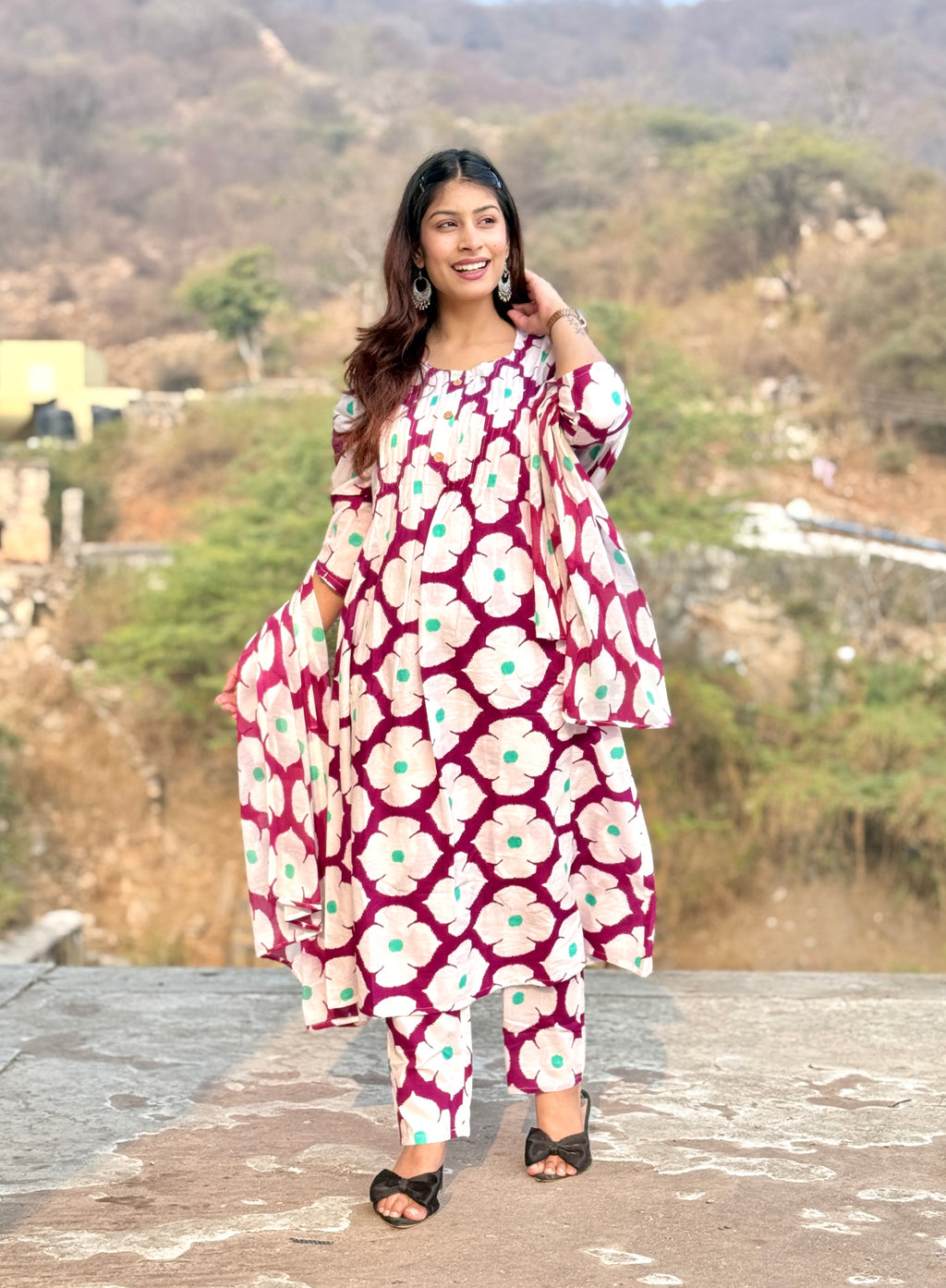 White Printed Casual Cotton Kurti