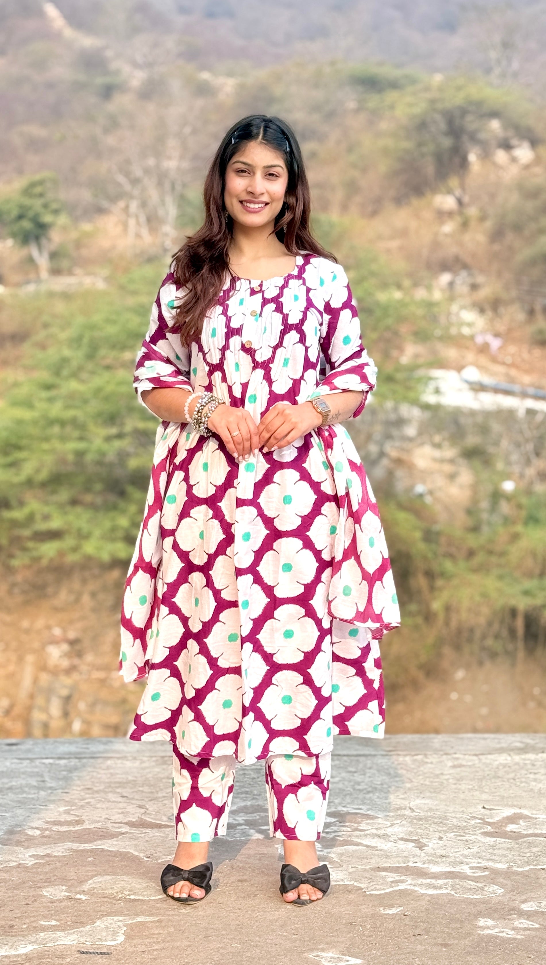 White Printed Casual Cotton Kurti