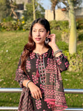 Black Ethnic Floral Cotton 3-Piece Suit