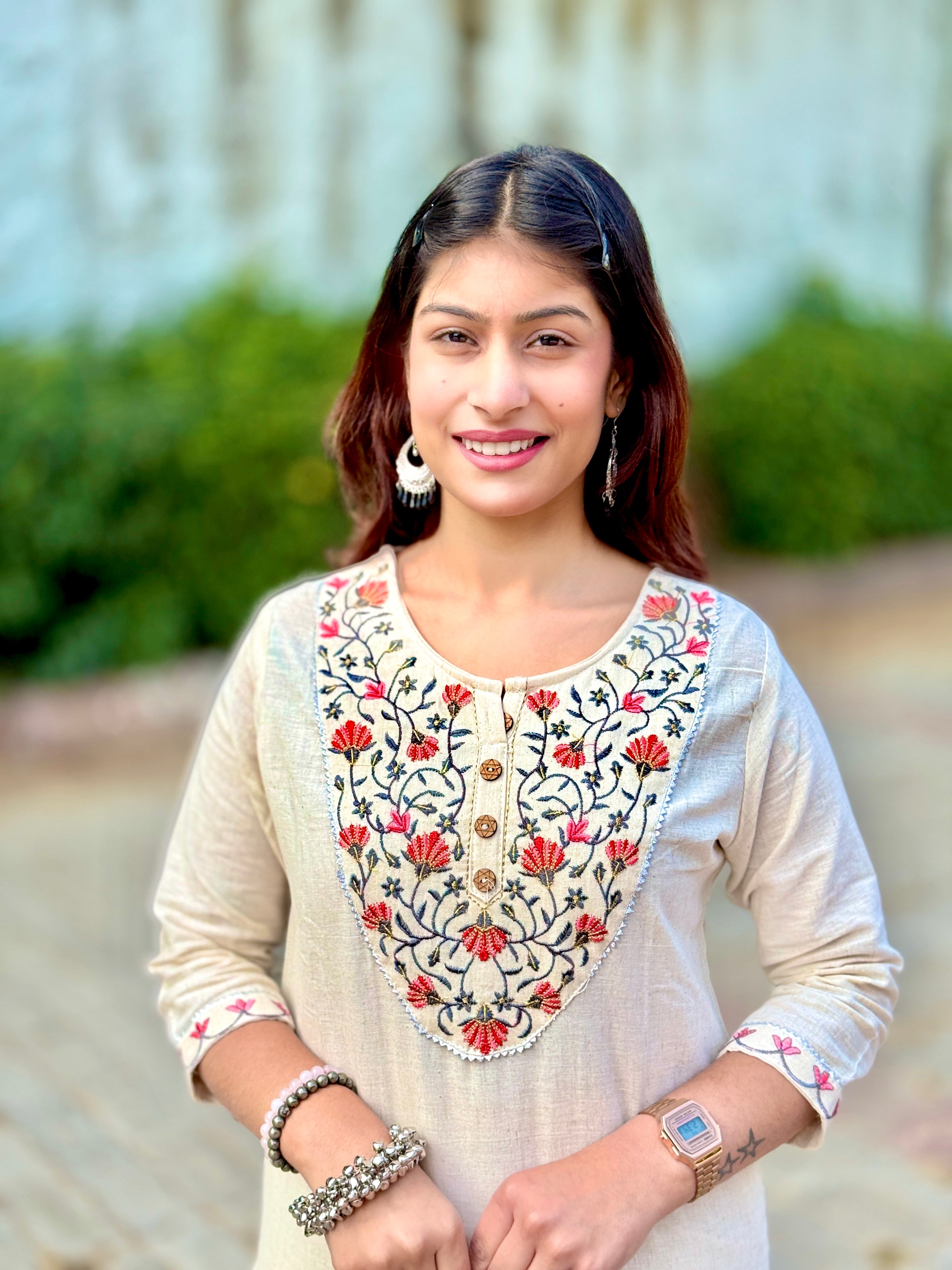 Off White Khadi Cotton 3-Piece Suit