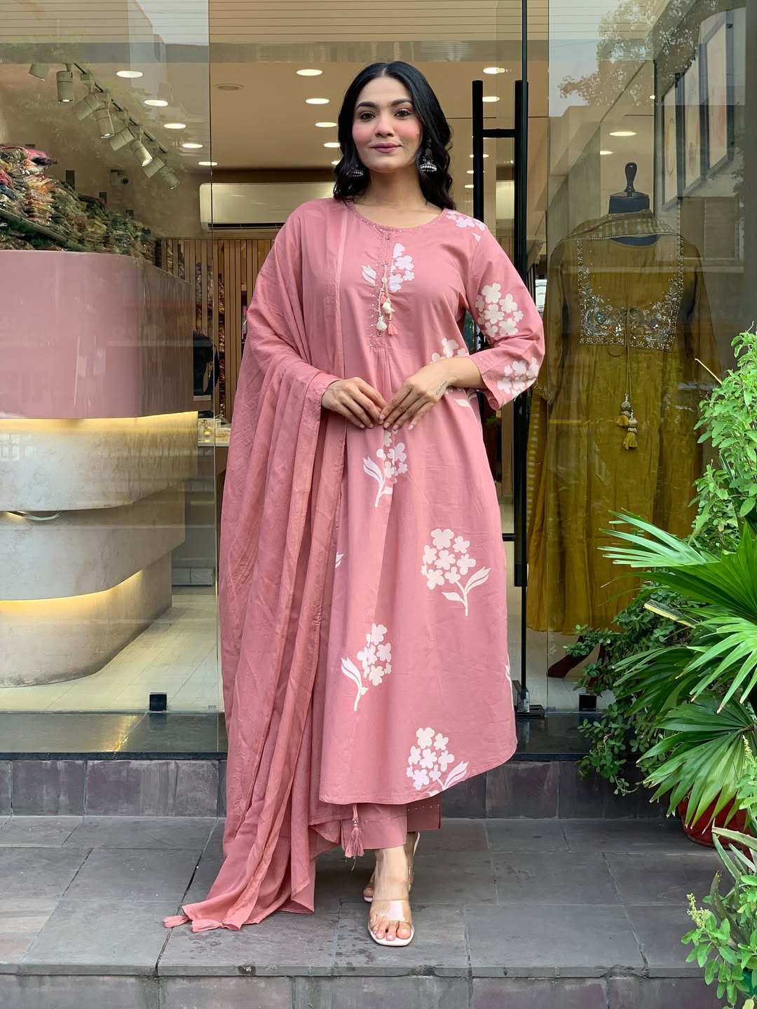 Trendy Cotton Printed Women Kurta with Pant and Dupatta