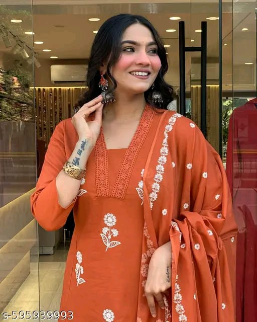 Trendy Cotton Printed Women Kurta with Pant and Dupatta