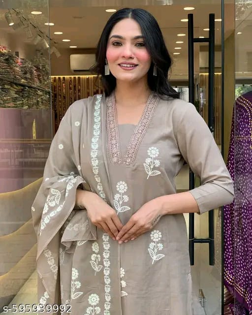 Trendy Cotton Printed Women Kurta with Pant and Dupatta