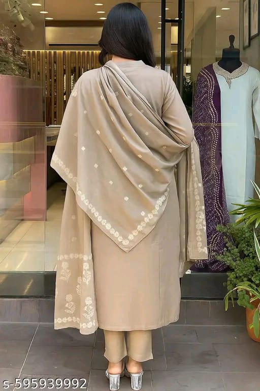 Trendy Cotton Printed Women Kurta with Pant and Dupatta