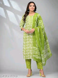 Green Proshin Kurta With Dupatta Set For Women