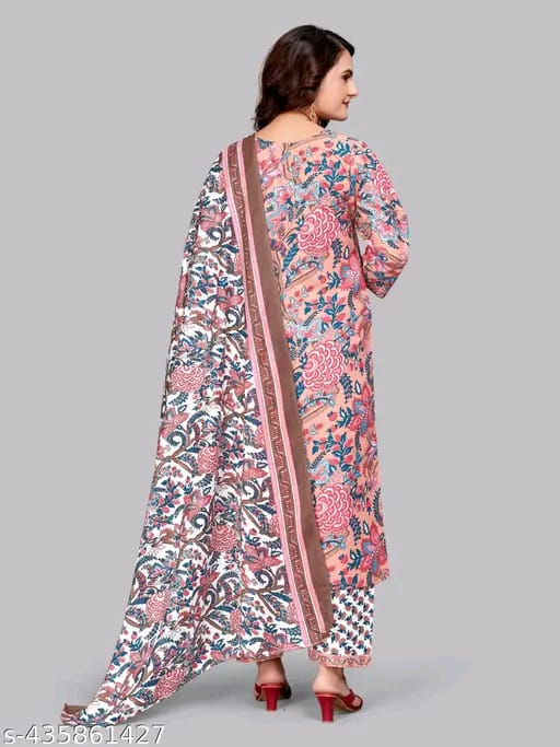 Cotton cambric Suit with Printed pant,Top & Dupatta for Women | 3-Piece Set for Women | Soft & Comfortable Fabric - Kurti, Pant, Dupatta