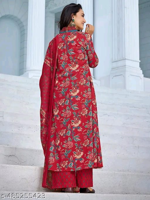 Women Floral Printed Regular Mirror Work Kurta with Palazzos & With Dupatta
