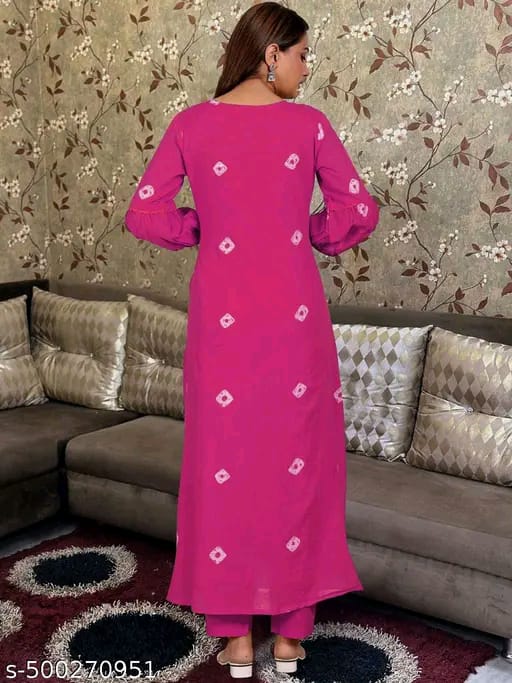 Floral Embroidered Pleated Beads & Stones Anarkali Kurta With Trousers