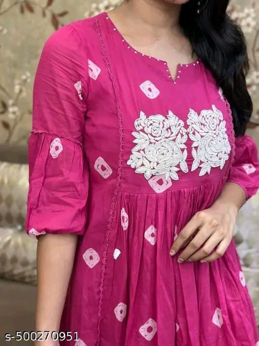 Floral Embroidered Pleated Beads & Stones Anarkali Kurta With Trousers