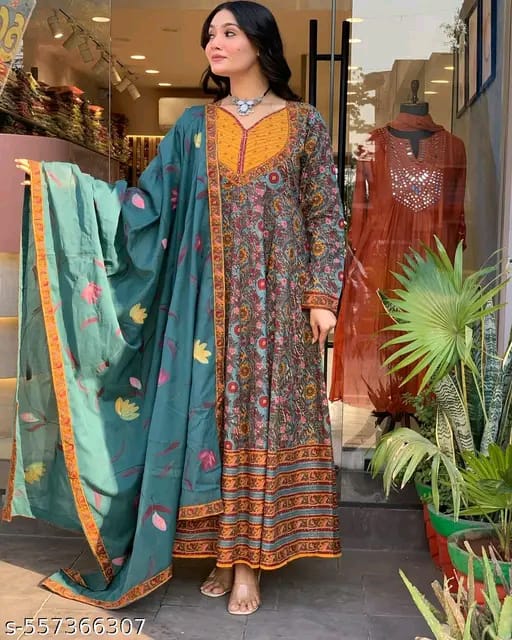 Women Ethnic Motifs Printed Regular Kurta with Trousers & With Dupatta