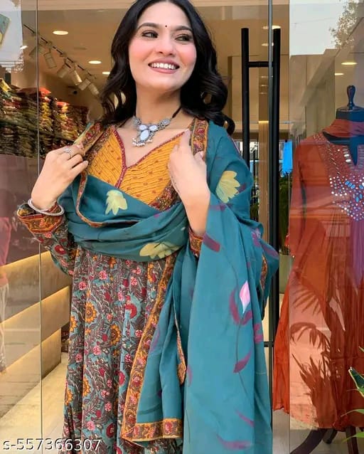 Women Ethnic Motifs Printed Regular Kurta with Trousers & With Dupatta