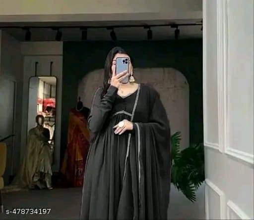 STYLISH GOWN SUPER DUPPATTA WITH KURTI GEORGETTE FABRICS BLACK GOWN