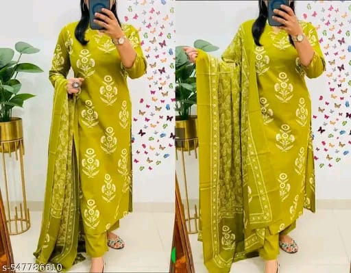 Women's Floral Printed Stright Kurta with Pant & Dupatta Set | Kurta set