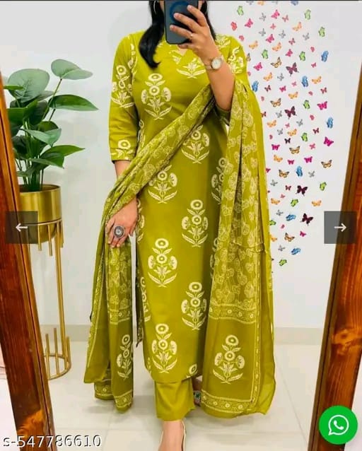 Women's Floral Printed Stright Kurta with Pant & Dupatta Set | Kurta set