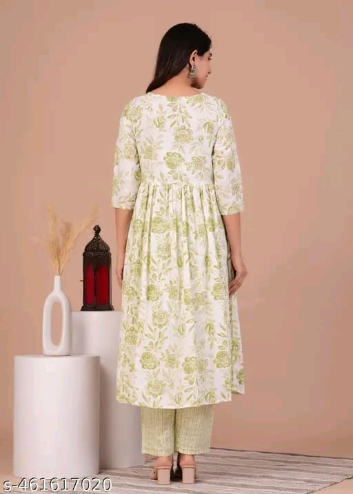Women Floral Printed Anarkali Kurta with Trousers & Dupatta