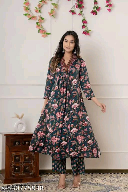 cotton anarkali  dupatta sets