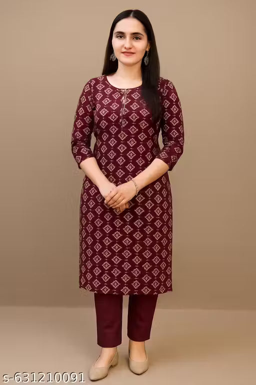 TRANDING KALAMKARI KURTI PANT & DUPATTA SET