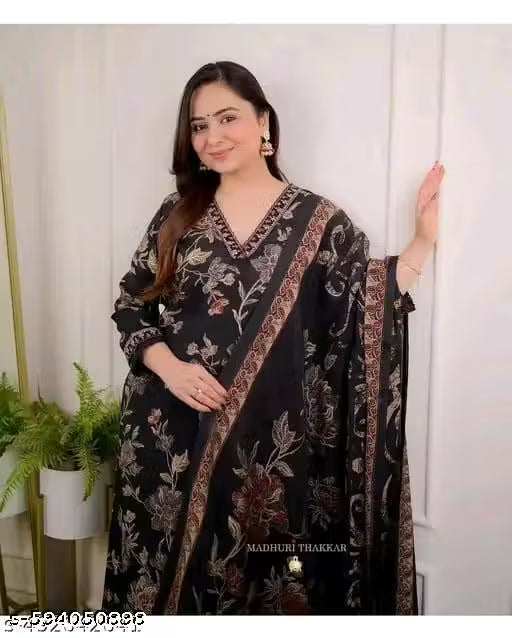 cotton Afghani Kurta Pant with Dupatta Set