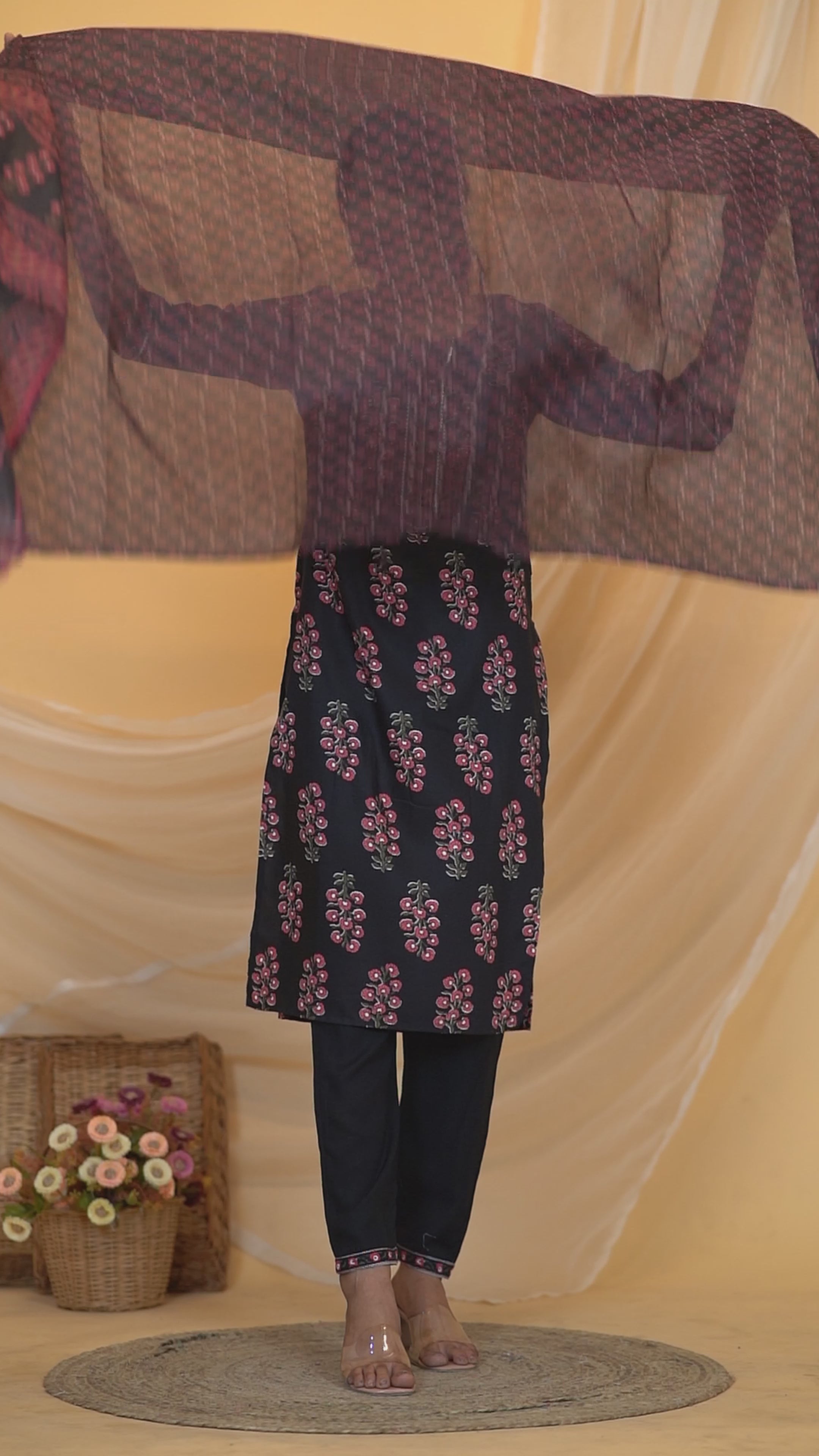 Angoor Premium Viscose cotton Kurti Pant Dupatta Set