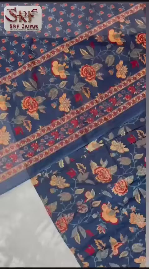 Floral Print Cotton Anarkali Suit Set with Pant