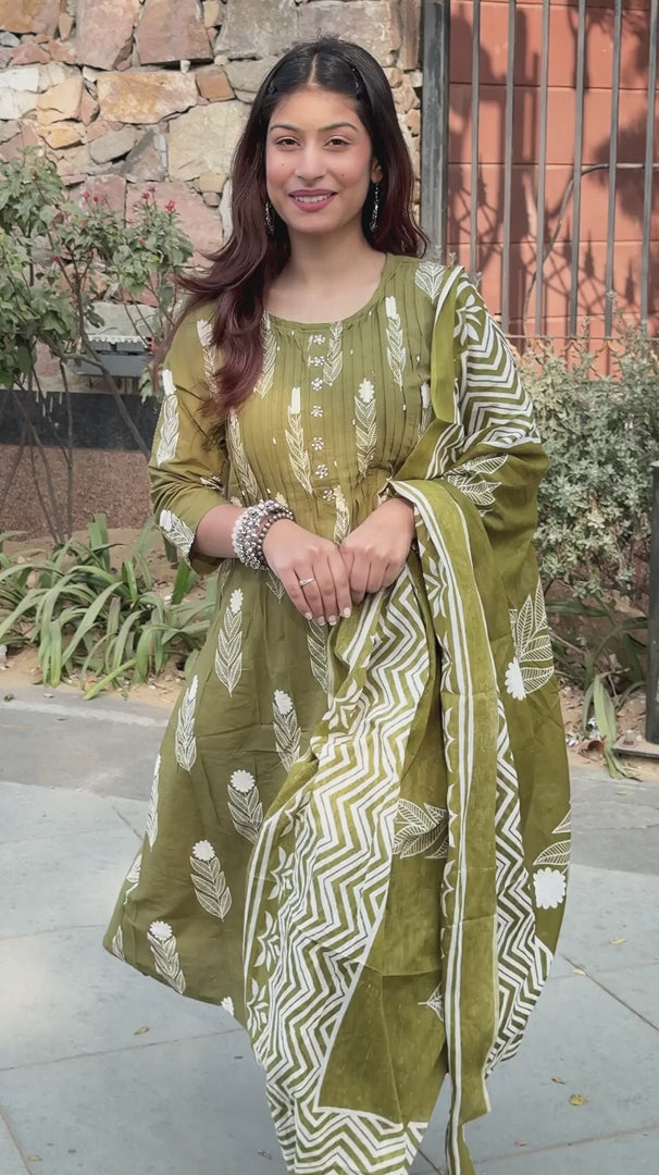 Mehandi Pintax Cotton 3-Piece Suit