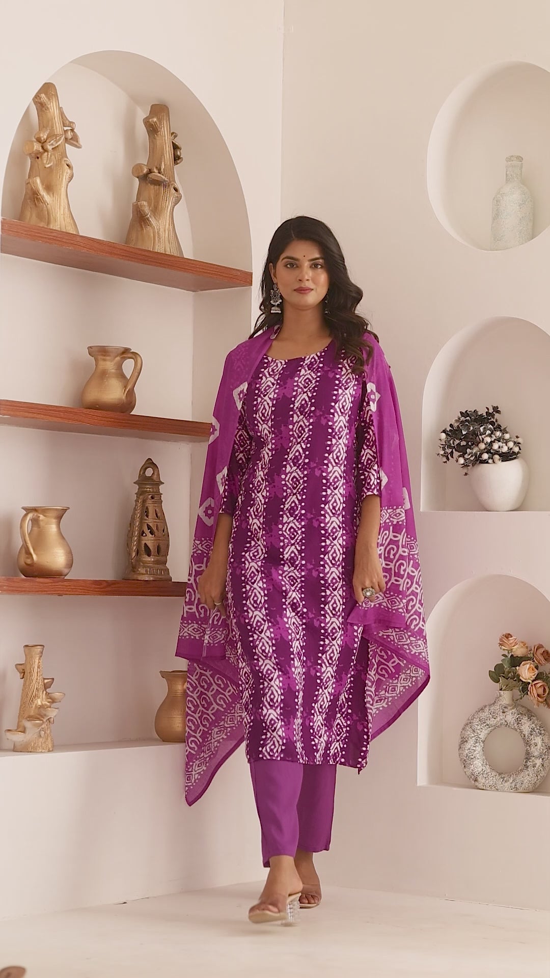 Tie Die Premium cotton Printed Kurti Pant Dupatta Set