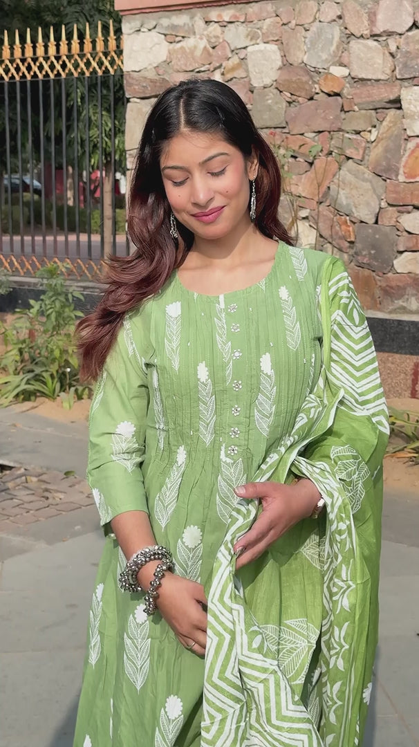 Pista Green Pintax Cotton 3-Piece Suit